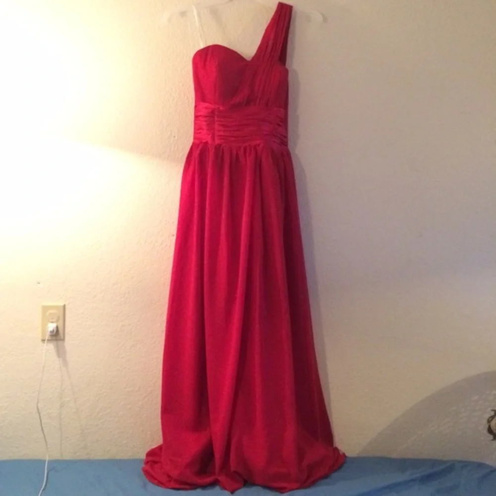 RED chiffon bridesmaids dress NEW! - Picture 1 of 4